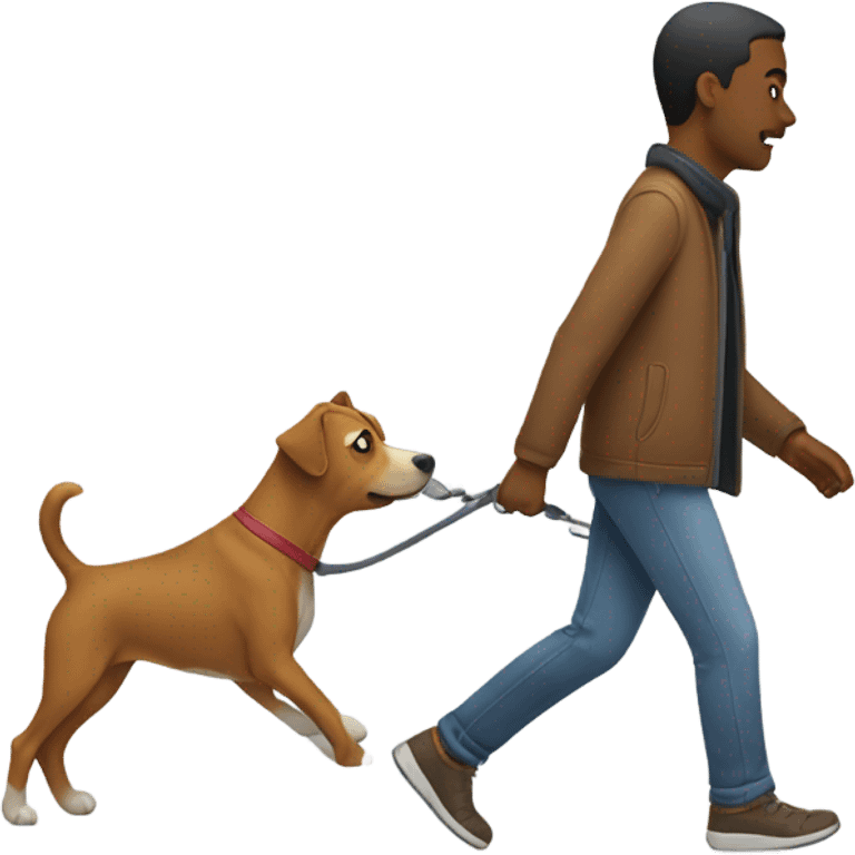 Person getting pulled by dog while walking emoji