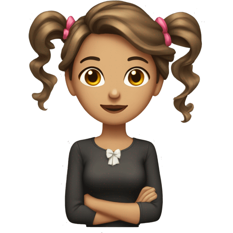 Woman with brown hair with highlights with bows in her hair  emoji