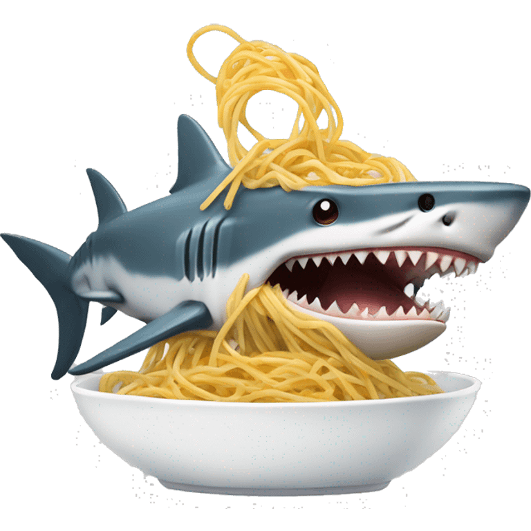 a shark eating spaghetti  emoji