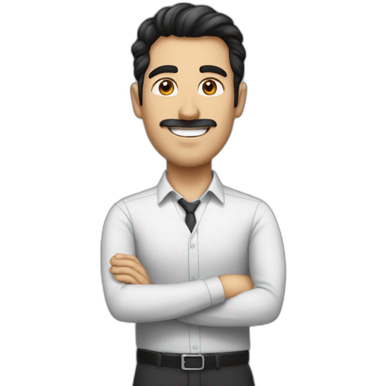 Human resources, black hair, man, turkish, professional smile, without glasses emoji