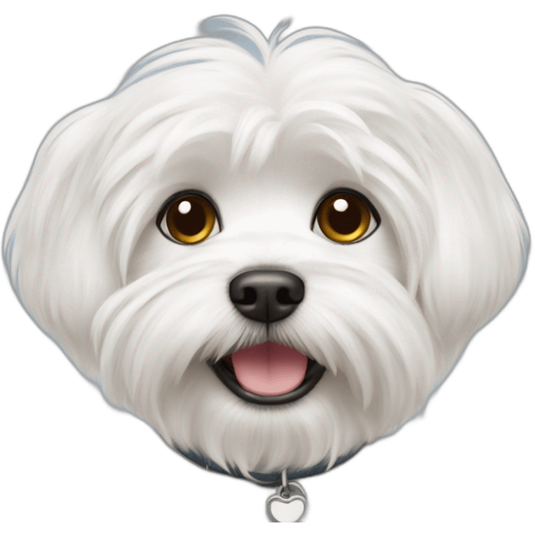 maltese dog saying hi emoji