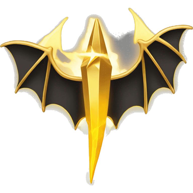 golden lightning bolt with bat wings emoji