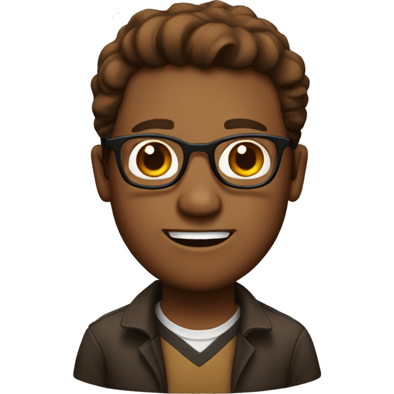 A guy with a brown face and has glasses  emoji