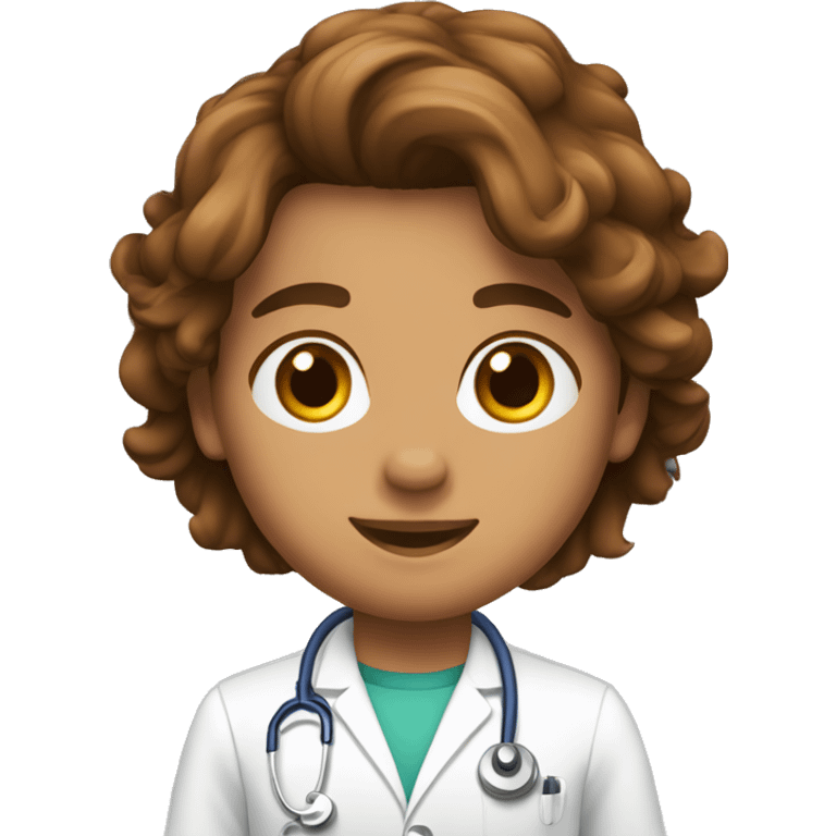 medico joven con pelo marron liso emoji