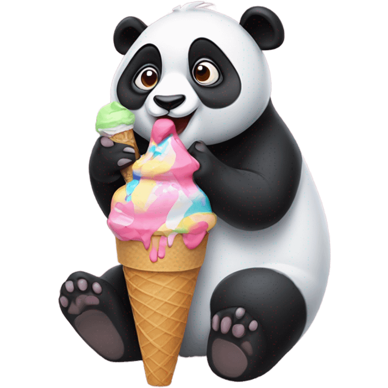 Panda eating ice cream emoji