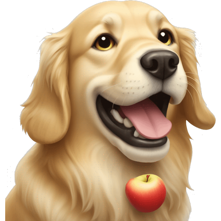 dog golden retriever biting an apple emoji