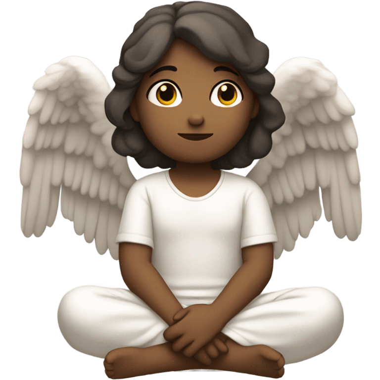 Angel meditating in front of a waterfall emoji