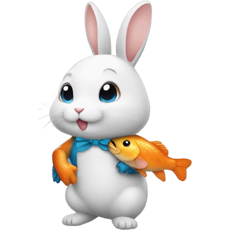 Cute rabbit wearing fish costume  emoji