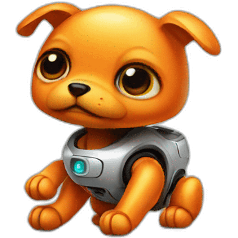 tiny orange baby robot dog emoji