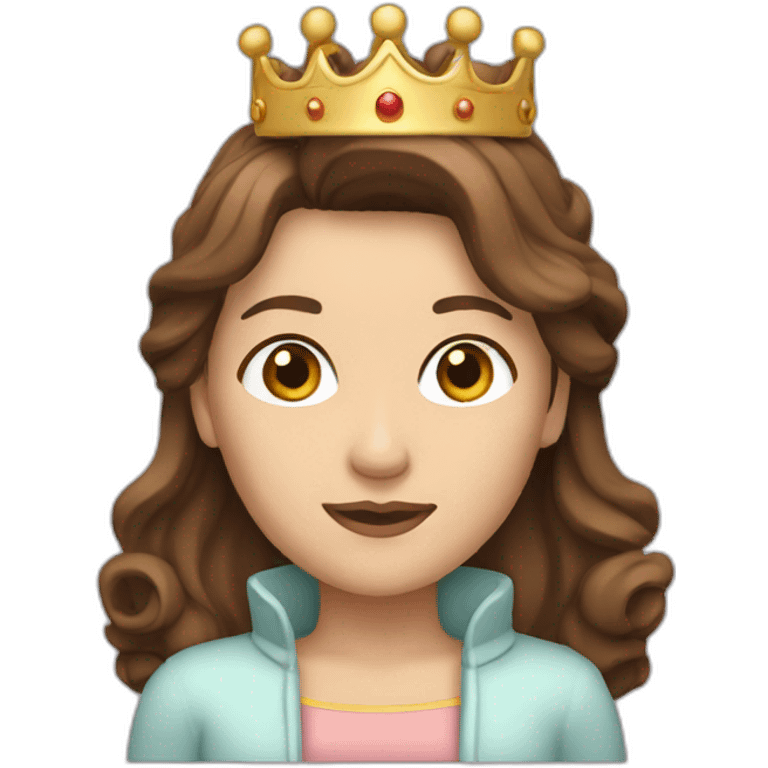 Woman with brown hair with a crown and brown eyes on a PC  emoji