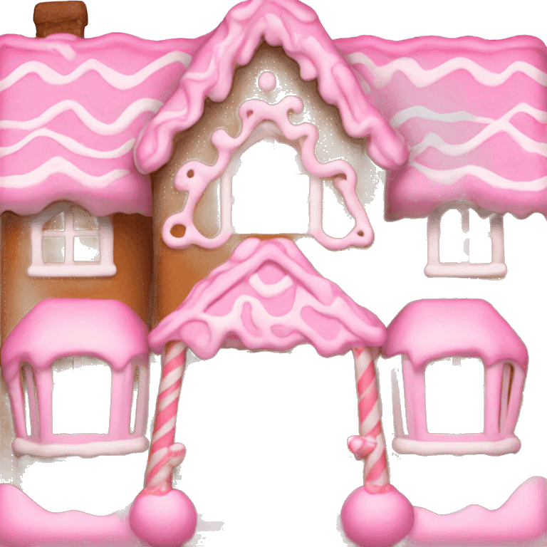 aesthetic pink gingerbread house emoji