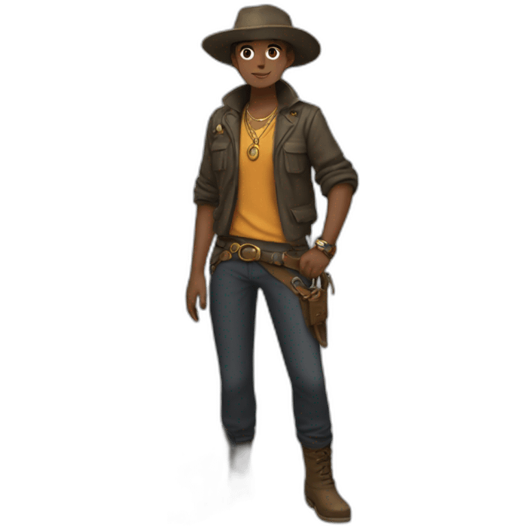 Treasure Hunter non-binary full body emoji