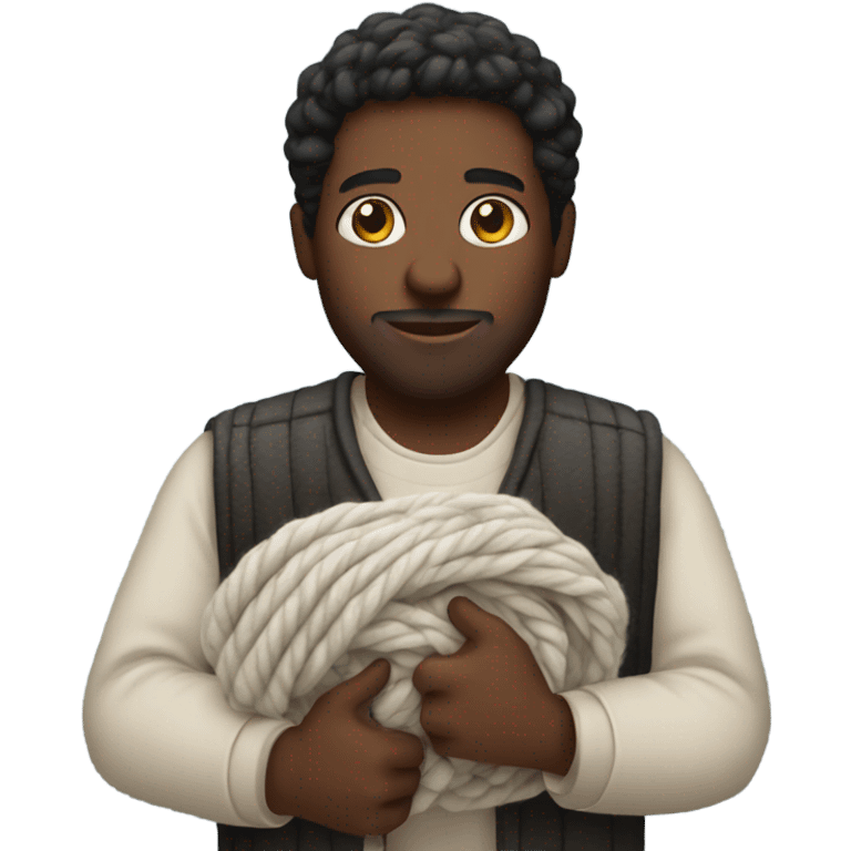 Black man holding wool emoji