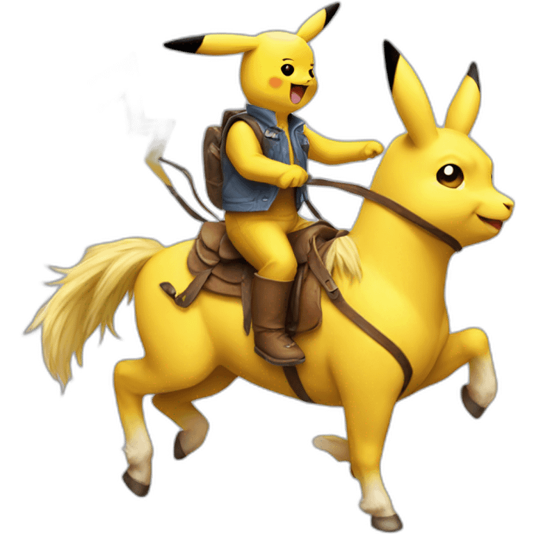 Pikachu riding a pony emoji