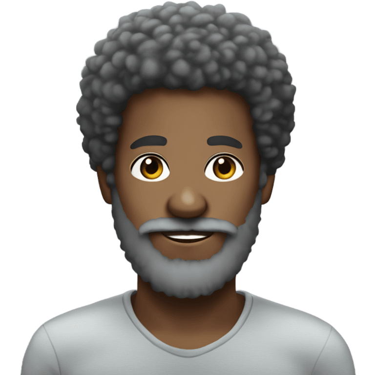 My Afro with fuzzy grey beard emoji