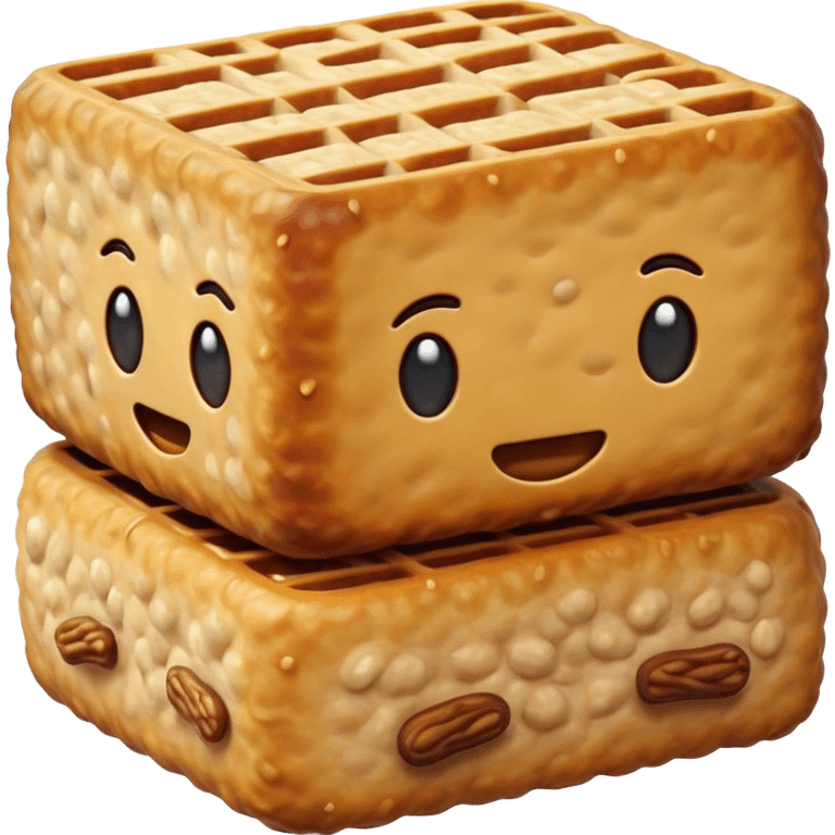 Cinematic Realistic Tempeh Dish Emoji, showcasing fermented soy cake cooked to a crispy finish rendered with lifelike textures and warm, inviting lighting. emoji