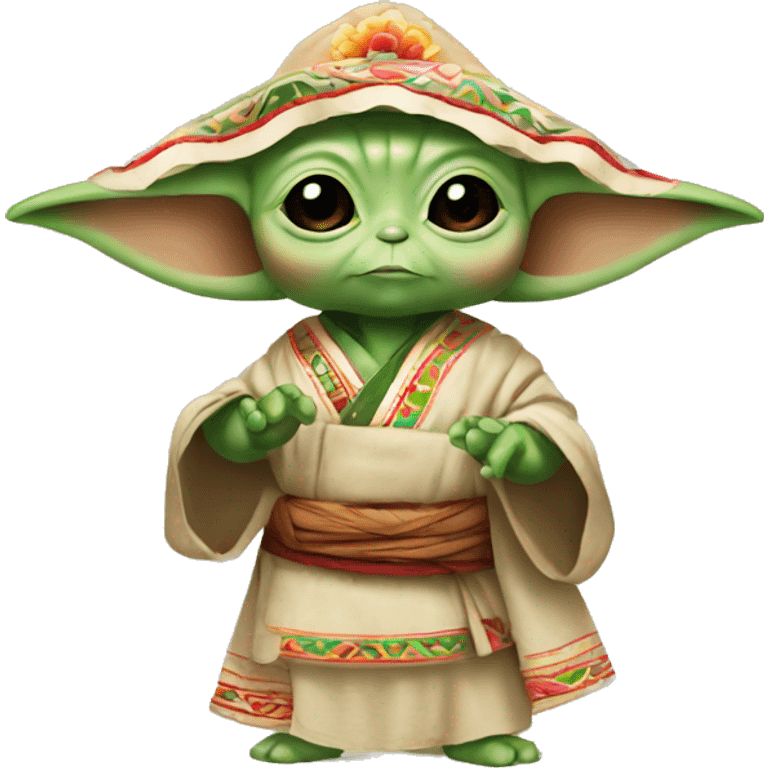 baby yoda wearing traditional mexican clothing emoji