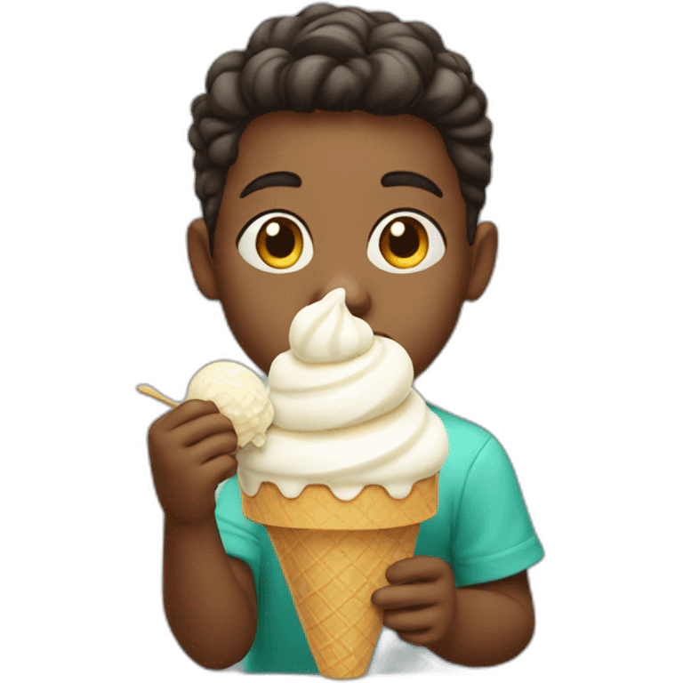 Kid eating white ice cream  emoji