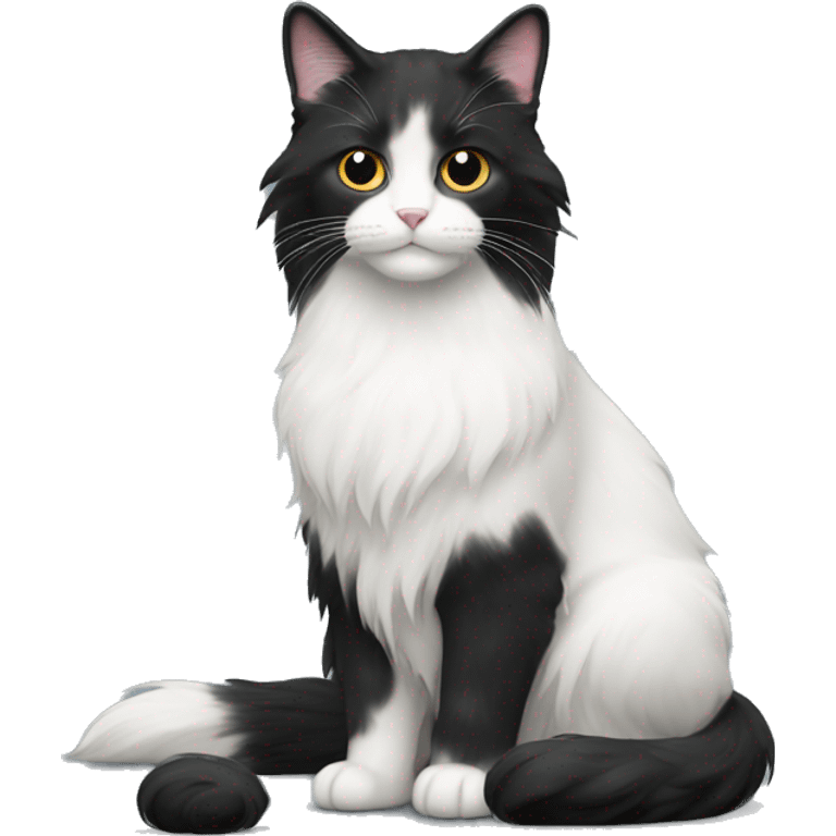 long haired cat black with white spot emoji