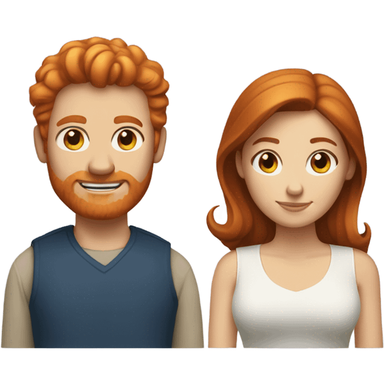 Ginger man and brunette woman emoji