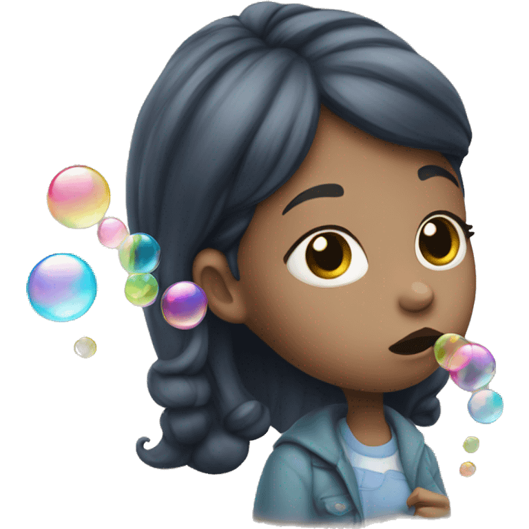 girl blowing bubbles emoji