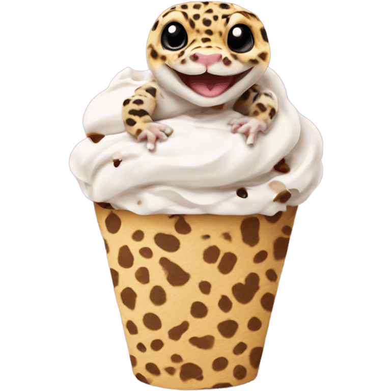 leopard gecko in an ice cream cup emoji