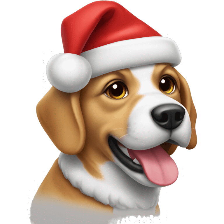 Dog wearing Santa hat emoji