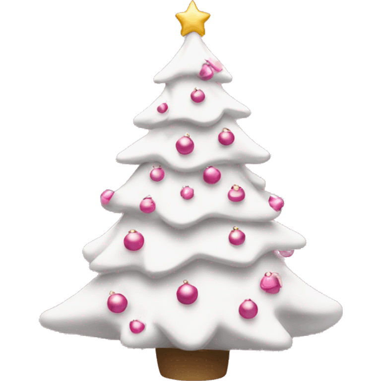 White Christmas tree with pink ornsments emoji