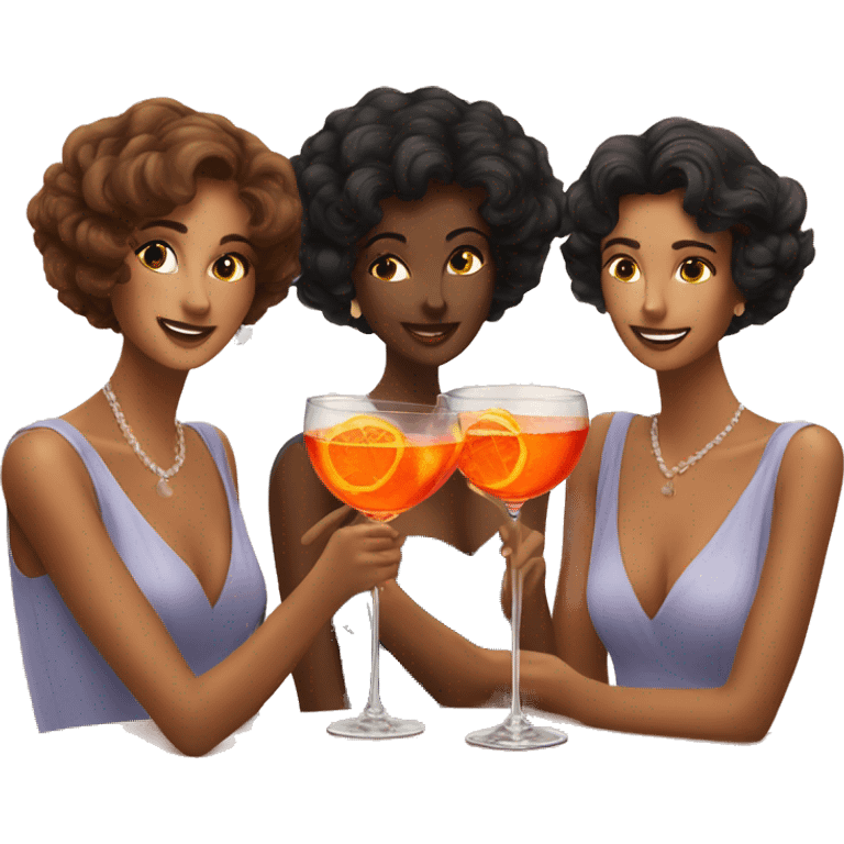 Three beautiful ladies drinking aperol  emoji