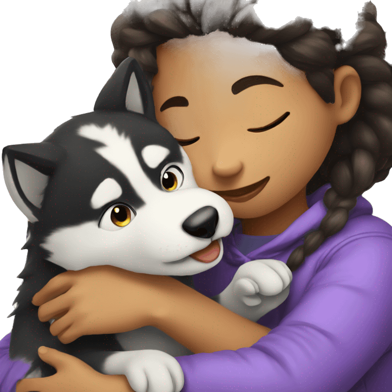 kid is hugging  husky  emoji