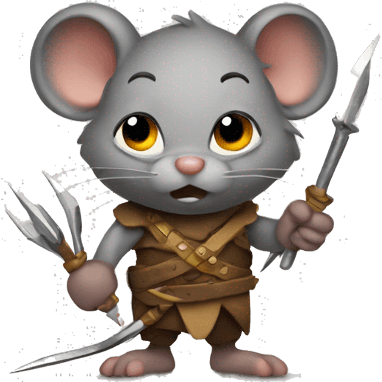 Mouse barbarian with needles in his hand emoji