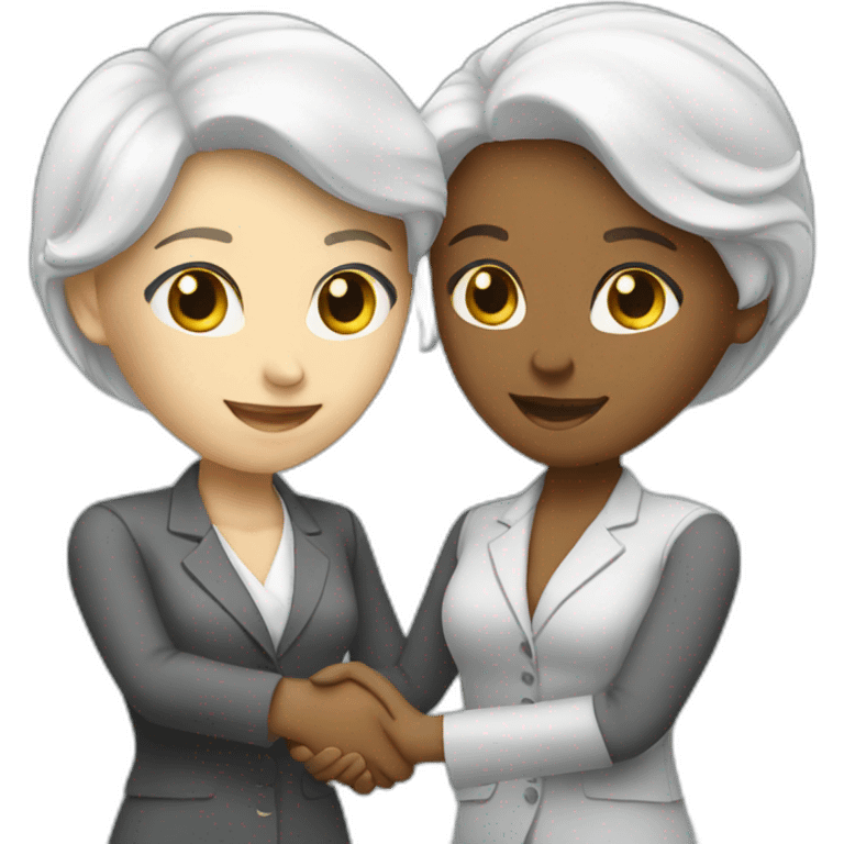 two white business women with different hair colors shaking hands emoji