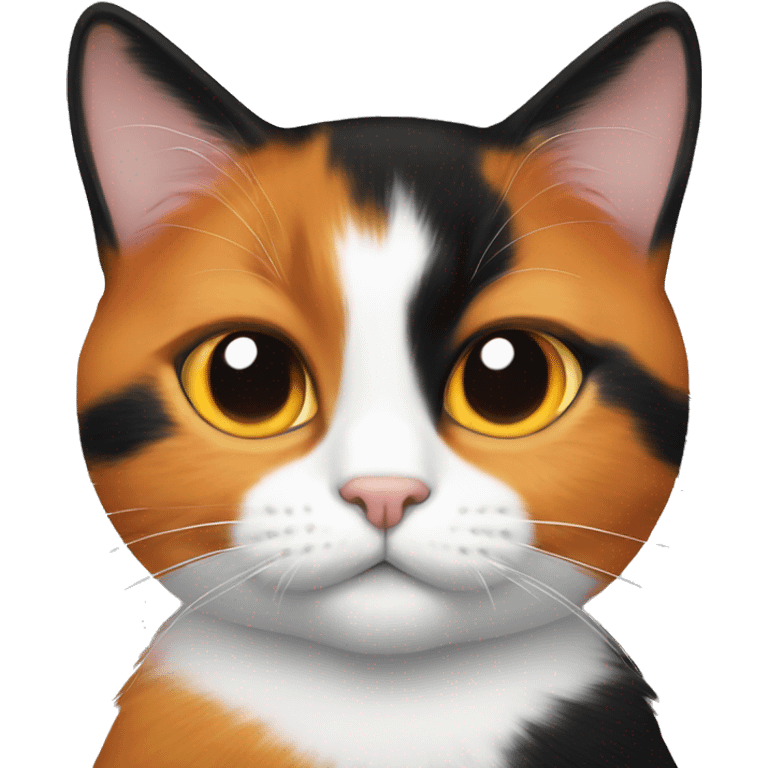 calico cat with one half of the face black and one half of the face orange  emoji