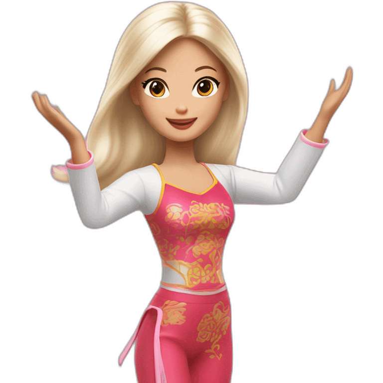 Chinese barbie doll raise raise arms and jump high emoji