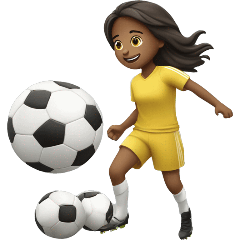 niña jugando al fútbol emoji