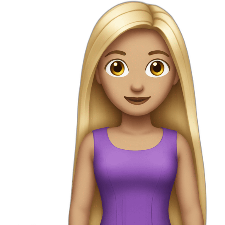 Long blond straight hair purple dress emoji