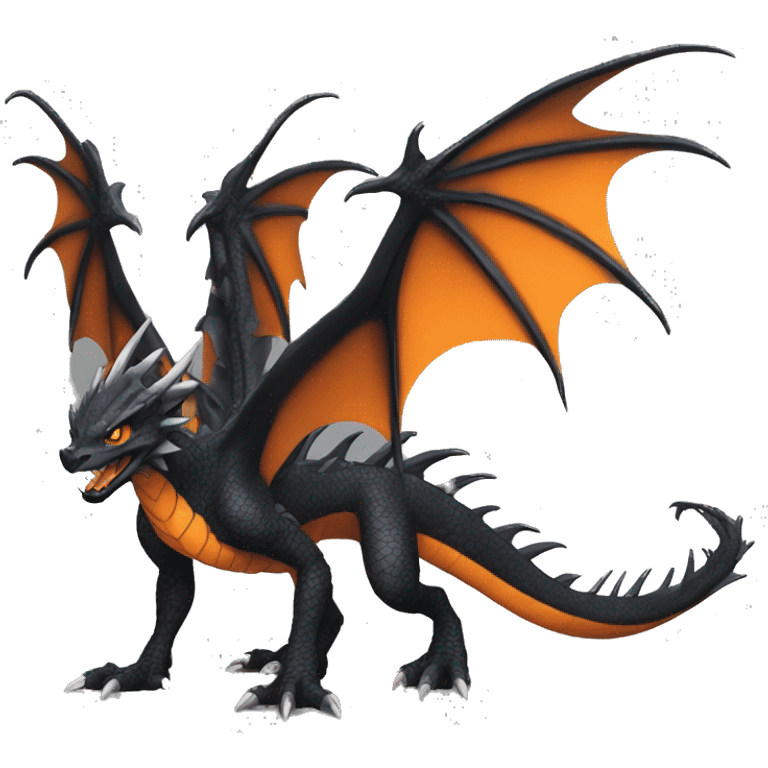 cool edgy black and orange Dark-type nargacuga dragon Pokémon full body emoji