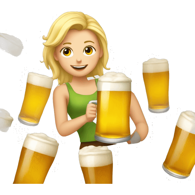 Une blonde qui boit une bière  emoji