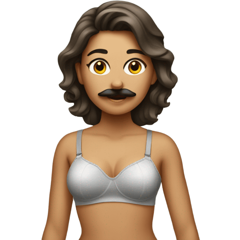 female with a mustache wearing bra emoji