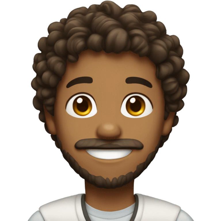 brown hair curly boy with beard smiling  emoji