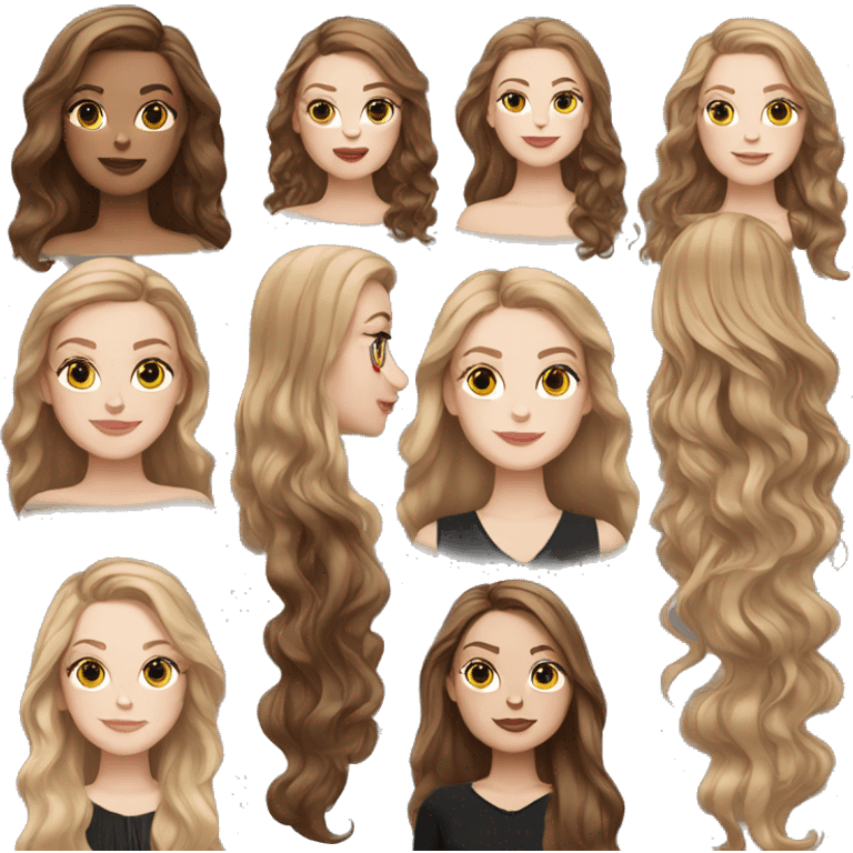 White Girl with long brown hair at sephora emoji