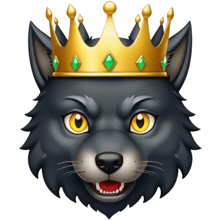 Scary Evil Black Wolf with Gold Crown emoji