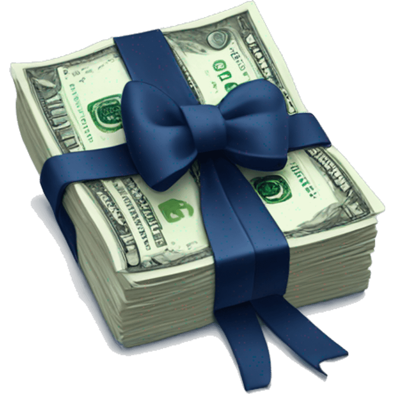 stack of money with navy blue bow emoji