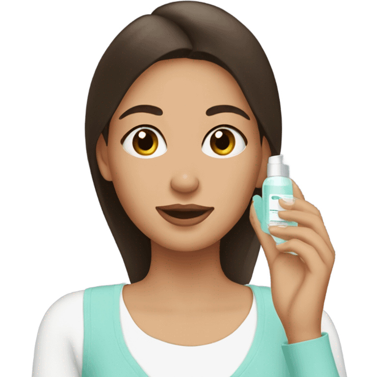 brunette white girl doing skincare emoji