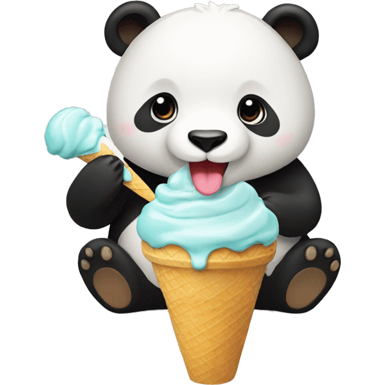 Panda eating ice cream emoji