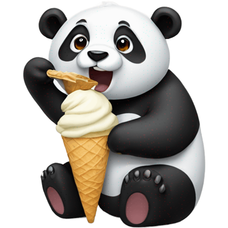 Panda eating ice cream emoji