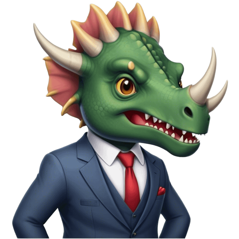 angry face of a triceratops in a suit emoji