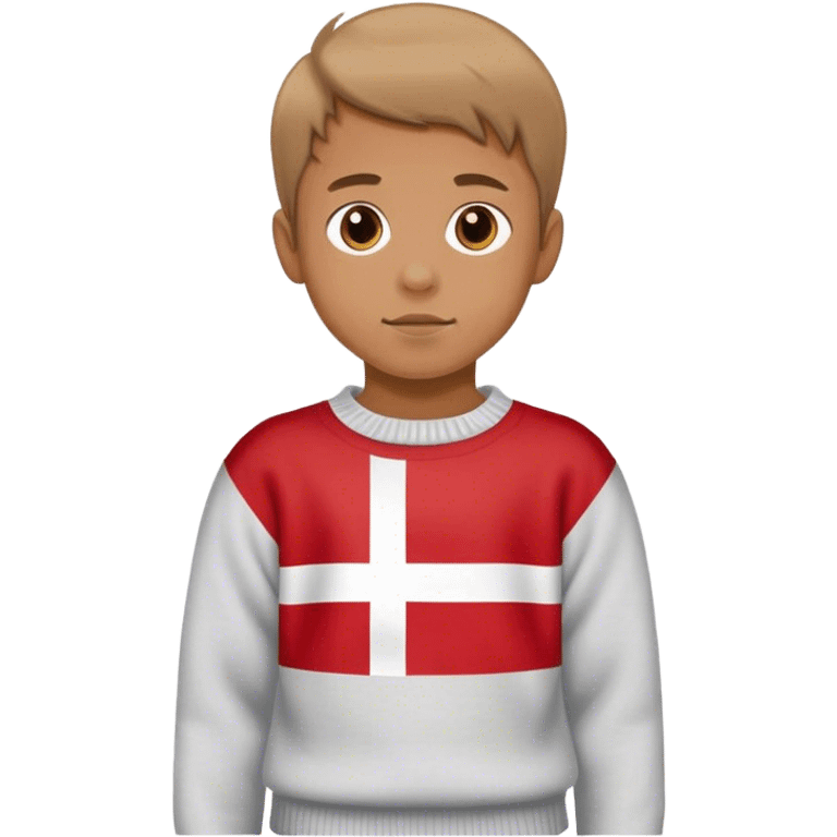 boy in the sweater with danish flag emoji