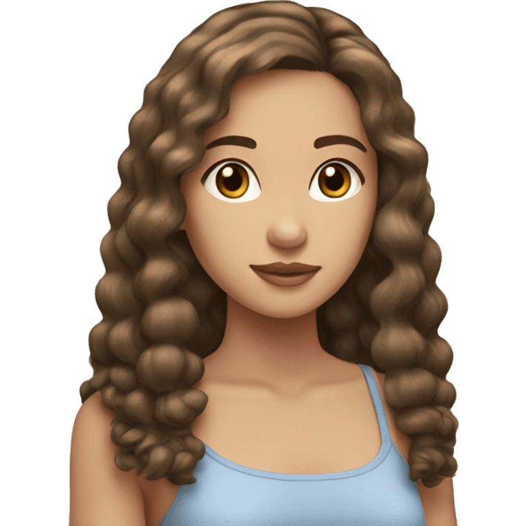 Beautiful girl with brunette hair and light skin￼ emoji