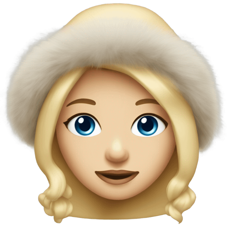 Blonde girl with fur hat and blue eyes emoji